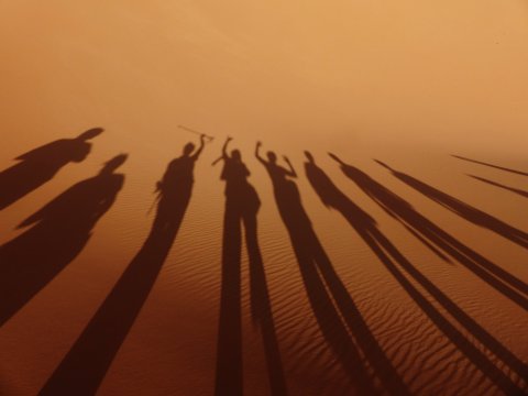 Sahara Wueste Gruppe Schatten Duene